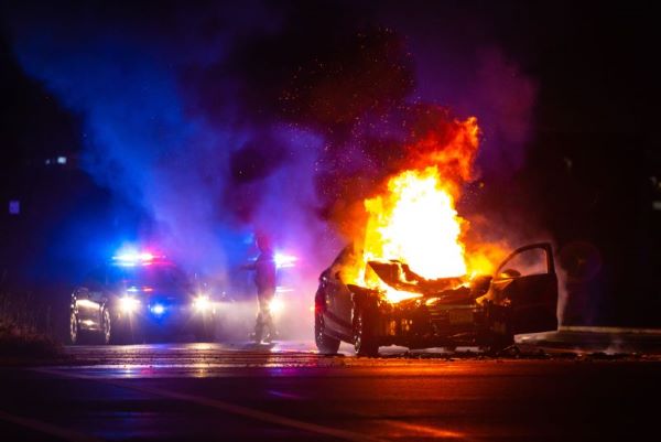 Concept photo: Fiery car accident in Atlanta kills one
