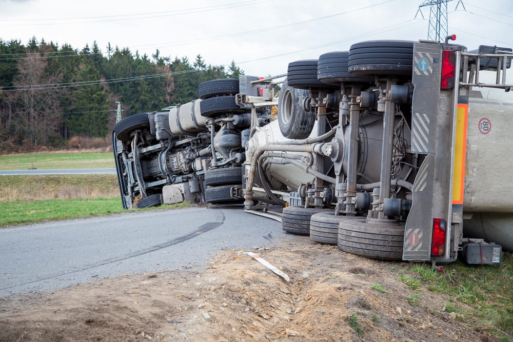 Semi-truck rollover accident on a Georgia highway