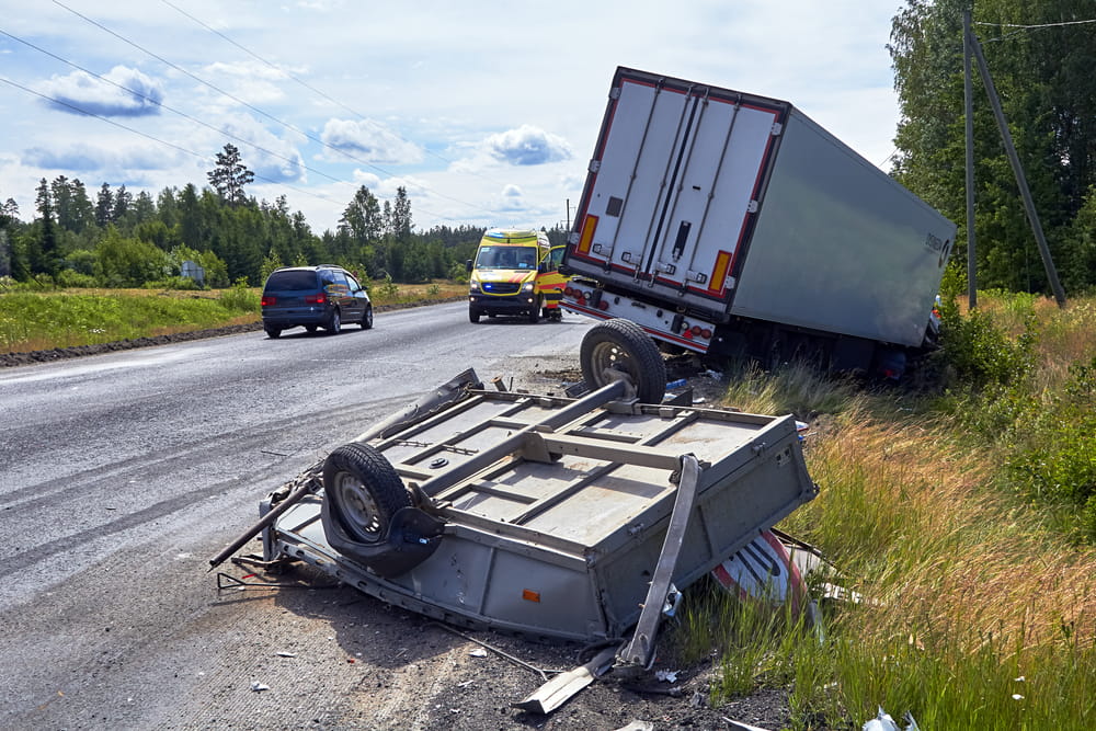 Commercial truck accident in Georgia caused by cargo shift and rollover