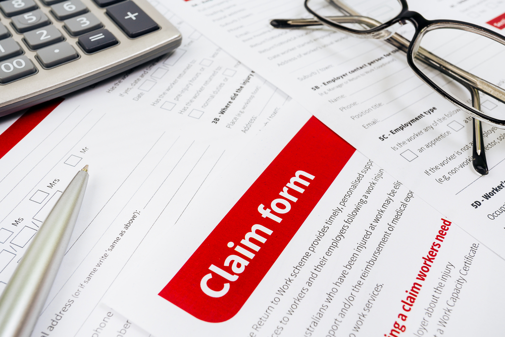 Insurance claim form used to pursue compensation after an accident.